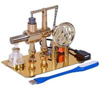 Stirling Engine Model, No Assembly Required Hot Air Engine Kit, Single Cylinder Metal External Combustion Engine, Educational Science Toy & Adult Collectible Gift