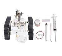 Stirling Engine Model Tank Steam Power Physics Science Educational Toy for Kids Adults Stainless Steel Rubber Tracks Alcohol Lamp Powered Teaching Aid