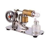 Stirling Engine Model with 2 Glass Tubes, 75% or Above Use, Includes 2 Spare Hot Cylinder Glass Tubes, Exquisite Craftsmanship, Safe, Educational Scientific Toy for Children,
