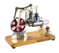 Stirling engine motor kits,steam engine model building kits,Steam Engine Kit Cylinder Balance with Oak Baseplate and Drip Craftsmanship for Educational Displays and Children Entertainment (Silver)