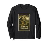 Stirling Scotland UK Retro Vintage 50's Poster Art Graphic Long Sleeve T-Shirt