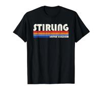 Stirling United Kingdom Retro 70s 80s Style Value Graphic T-Shirt, Men, Black, M