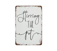 Stirring The Pot Kitchen Wall Art Poster Print Creative Tin Sign Skeleton, Funny Novelty Metal Sign, Vintage Wall Decor For Home Door Garden Bar Restaurant Cafe Office Shop Club 12 X 8inch