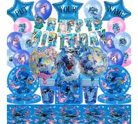 Stitc Birthday Decoration, Li-lo and Stit-ch Birthday Decoration, Stitc Balloon, Birthday Party Decorations, Plates, Cups, Napkins, Tablecloths, Foil Balloons (Blue)