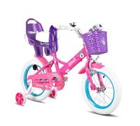 STITCH 12 Inch Little Daisy Kids Bike with Stabilisers & Doll Seat for 2-4 Year Girls, Princess Bicycle with Basket & Streamers, pURPLE
