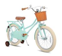 STITCH 18 Inch Kids Bike with Basket & Stabilisers, 18 inch Girls Kids Bike for 6-9 Years, Mint Green…