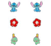 Stitch 3 Piece Stud Earring Set Silver Plated Brass