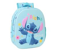 STITCH 3D School Backpack, with 3D Design, Adaptable to Cart, Ideal for Children of Different Ages, Comfortable and Versatile, Quality and Resistance, 27 x 10 x 33 cm, light blue, M, Casual