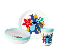 Stitch 3pcs Reusable Bicolor Kids Dinner Tableware Set - 100% BPA-Free | Premium Plastic Dinnerware Sets Includes Toddler Cups, Plates and Bowls, 100% Safe, BPA Free & Certified Food Safe (US/EU)