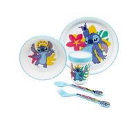 Stitch 5 Piece Dinner Set - Kids Plastic Plate Bowl and Tumbler Feeding