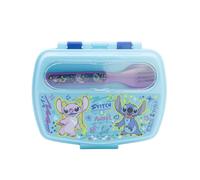 Stitch and Angel Cutlery Plastic Lunch Box | Impact Resistant and Shatterproof | BPA Free | Perfect for School and Park