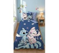 Stitch and Angel Leaf Single Duvet Cover 140x200 + Pillowcase | Reversible bedding | Polycotton quick dry Oeko-Tex | Official Disney Lilo & Stitch | Teens | Gift | Machine washable