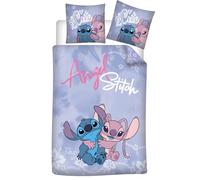 Stitch and Angel Single Bedding Set, Reversible Duvet Cover 140 x 200 cm + Pillowcase 65 x 65 cm, Polycotton