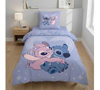 Stitch and Angel Single Duvet Cover 140x200 + Pillowcase 65x65 Polycotton | Reversible bedding | Polycotton Oeko-Tex quick dry | Official Disney Lilo & Stitch | Teens | Gift | Machine washable