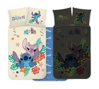 Stitch & Angel Cot Bedlinen Set 100x135 cm with Pillowcase 40x60 cm, 100% Cotton | Glow-In-The-Dark Style Baby Bedding Set Perfect for Kids | Stitch & Angel Reversible Cot Bedding Boys & Girls