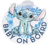 Stitch Baby an Board, Warning Sign Baby in the Car, 17 x 17 cm, Stitch Suction Cup Sign for Boys and Girls, Blue