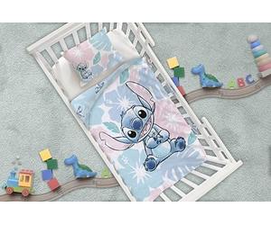 Stitch Baby Duvet Cover 100x140 + Pillowcase 40x60 Cotton Buttons Blue Pink