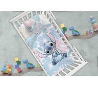 Stitch Baby Duvet Cover 100x140 + Pillowcase 40x60 Cotton Buttons Blue Pink | Reversible baby bedding | Natural cotton soft breathable Oeko-Tex | Official Disney | Button fastening | 0-3 | Gift idea