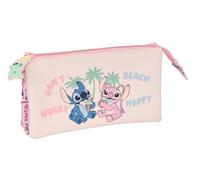 STITCH BEACH - Triple Pencil Case, Children's Pencil Case, Ideal for School Age Children, Comfortable and Versatile, Quality and Resistance, 22 x 3 x 12 cm, baby pink, M, Casual
