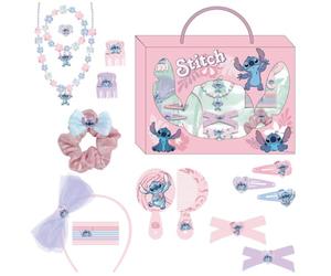 Stitch Beauty Set - Includes 1 Fabric Scrunchie, 10 Scrunchies, 2 Tweezers, 3 Hairpins, 2 Brushes, 1 Headband, 1 Necklace, 1 Bracelet and 1 Ring - Multicoloured - Original Product Designed in Spain