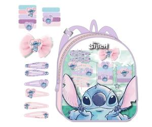 Stitch Beauty Set - Includes Backpack, 1 Bow, 6 Hairpins and 9 Scrunchies - Multicoloured - Ideal to Surprise Your Little Ones - Stitch Inspired Design - Original Product Designed in Spain