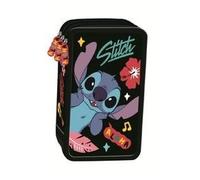 Stitch Black Aloha Triple Pencil Case With Contents St-Majewski
