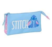 STITCH BRIGHT - Triple Pencil Case, Children's Pencil Case, Ideal for School Age Children, Comfortable and Versatile, Quality and Resistance, 22 x 3 x 12 cm