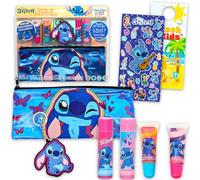 Stitch Cosmetic Bag Set - Bundle with Disney Cosmetic Bag for Makeup, Travel Size Toiletries, More Plus Lip Balm, Stickers and More | Lilo and Stitch Travel Bag for Girls, Women