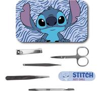 Stitch Disney Manicure Set for Girls and Teens with Metal Case, Scissors, Nail Clippers, Tweezers and Cuticle Tool - Portable Beauty Set Just Chill