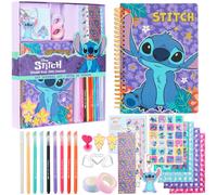 Disney Stitch DIY Journal Kit for Kids Teens A5 Diary Art Supplies Stickers Sticky Notes Keyring Coloured Pens Arts and Crafts Stitch Gifts