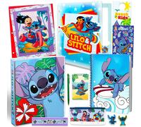 Stitch Folders for School - Disney Binder Bundle Includes Binder 2 Portfolio Folders Notebook Pencils Erasers Ruler More | Lilo and Stitch Scho