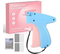 Stitch Gun for Clothes, Handheld Quick Clothing Repair Gun | Portable Instant Sewing & Tagging Kit for Fixing Hem, Buttons, Seams | with 6 Needles, 1000 Black & 1000 White 5mm Fasteners（blue pink）