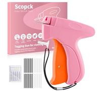 Stitch Gun for Clothes - Handheld Stitch Gun Quick Clothing Fixer - Tagging Gun - Includes 6 Needle, 1000 Black Fasteners & 1000 White Fasteners (Pink/Orange)