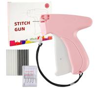 Stitch Gun for Clothes, Quick Clothing Fixer Includes 6 Needle 1000 Black & 1000 White Fasteners Clothes Tagging Gun Stitchy for Tagging Sewing Hemming Stitching Fixing (Pink)