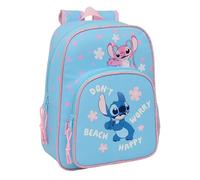 STITCH HAPPY - Animated Children's School Backpack, Children's Backpack, Adaptable to Trolley, Ideal for School Children, Comfortable and Versatile, Quality and Resistance, 26 x 11 x 34 cm, light blue
