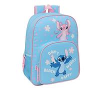 STITCH HAPPY - Children's School Backpack, Children's Backpack, Adaptable to Trolley, Ideal for School Children, Comfortable and Versatile, Quality and Resistance, 33 x 14 x 42 cm, light blue, M