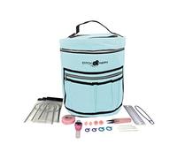 Stitch Happy Designer Knitting Starter Kit: 20 Piece Knitting Kit for Beginners & 7 Pocket Yarn Bag, Signature Yarn Storage - Angel Blue