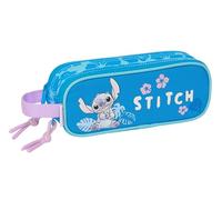 Stitch Hawaii - Children's Double Pencil Case, Children's Pencil Case, Ideal for School Ages, Comfortable and Versatile, Quality and Resistance, 21 x 6 x 8 cm, Blue, Blue, Estándar, Casual