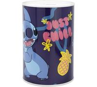 Stitch "Just Chill" Money Box - Cute Metal Piggy Bank for Girls & Boys - Break to Open - Disney-Inspired Savings Tin for Kids Size-15cm
