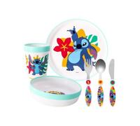 Stitch Kids 6 Piece Reusable Dinner Set - Cup, Bowl, Plate & Cutlery | Lightweight & Kid-Friendly Dinnerware Set Includes Knife, Fork & Spoon, Toddler Plastic Tableware Set | Easy to Hold Design