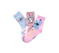 Stitch Kids Girls Socks 3 Pairs Stockings Package, multicoloured, 27-30