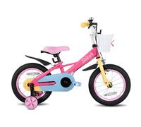 STITCH Macaron 14 Inch kids bike for 3-5 Years Girls Bike,14 Inch Girls Bike with Stabilisers and Front Basket,Pink