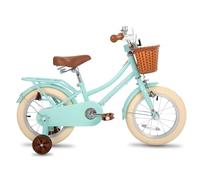STITCH Manchi 14 Inch Kids Bike for Age 3 4 5 Girls, 14 Inch Wheel Girls Bike With Basket & Stabilisers,Mint Green