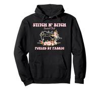 Stitch N' Bitch Social Club Fueled By Fabric Quilting Sewing Pullover Hoodie