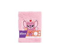 Stitch Notebook Plush A5 Pink Angel Fluffy Diary for Children Notebook with Disney Motif Plush Book for Girls and Boys Creative Gift from 3 Years Diary with Line Pages