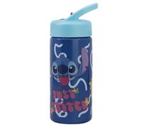 Stitch Palms Sports Water Bottle with Straw and Built-in Handle 14oz, Blue/lilac, 410 ml, Casual
