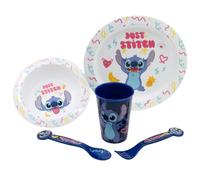 Stitch Reusable Microwavable Children's Tableware Set with Cup, Plate, Bowl and Cutlery, Multicoloured
