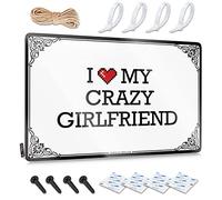Stitch, Signs Funny Soft Area Wall Decor, Funny Rustic Metal Tin Sign For Man Cave | Cottage Holiday Gift Custom I Love My Crazy Girlfriend(20X30CM)