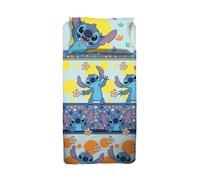Stitch Single Bed Sheet Set, Disney Single Bed Set, Top Sheet, Fitted Sheet, Pillowcase, Blue, Disney, 100% Cotton, Official Product