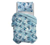 Stitch Single Duvet Cover Set, Cotton, Blue, 155 x 200 cm, Pillowcase 50 x 80 cm, Disney, 100% Cotton, Official Product
